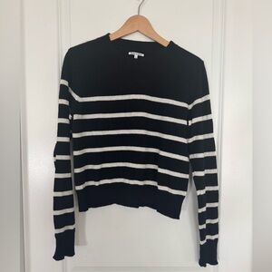 Reformation 100% cashmere sweater. Black and white stripe. Size Large